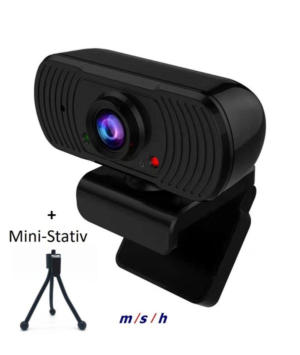 MSH 400: USB-Webcam Full HD1 - Mikro eingebaut - mit Klappsockel und Mini-Stativ